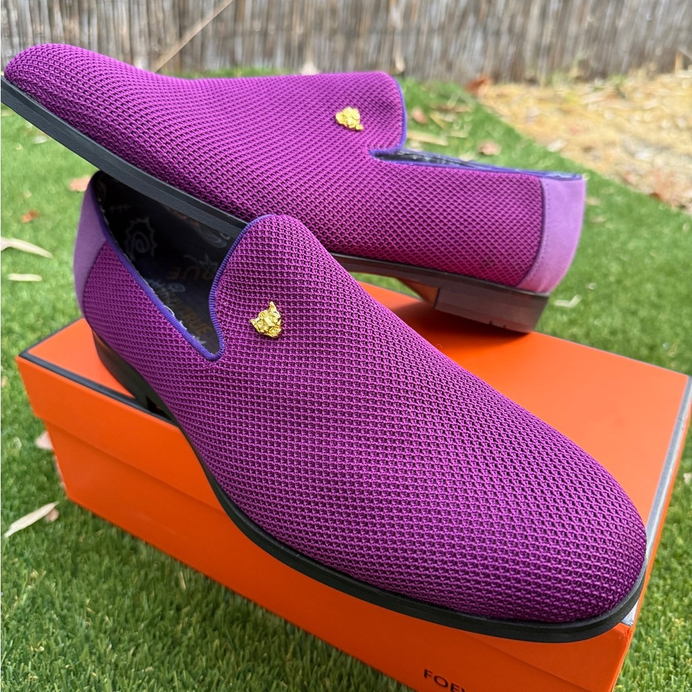 N Men’s Elegant Purple Mesh Loafers Dress Slip On Driving Tuxedo Suit Shoes 10.5